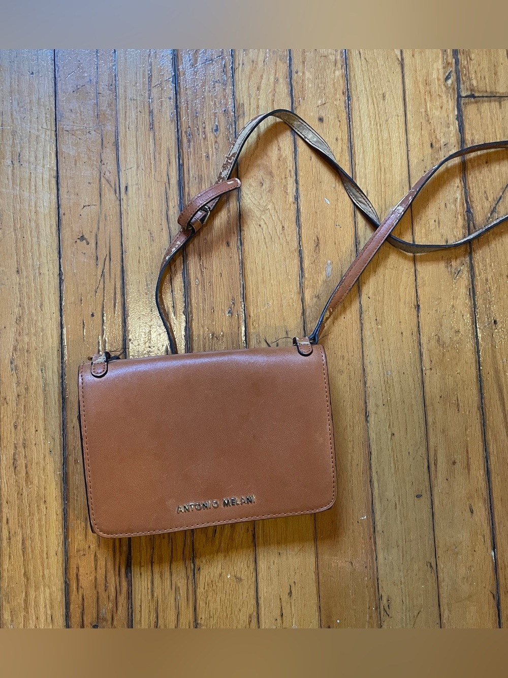 Antonio Melani Brown Leather Shoulder Bag Purse